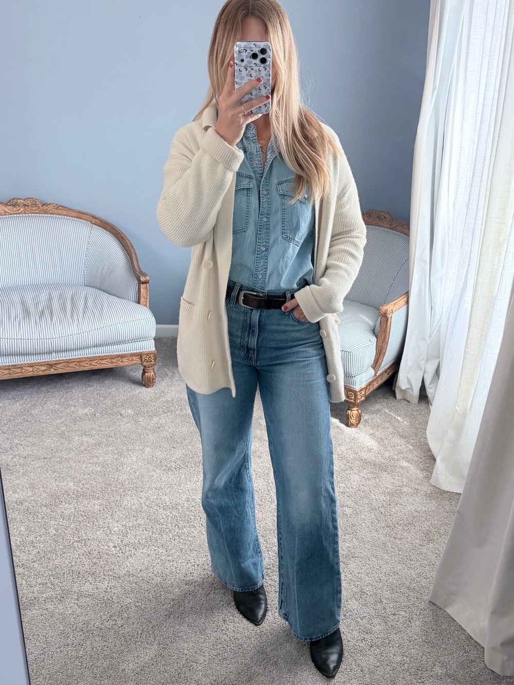 J. Crew Cream Open-Front Hooded Cardigan